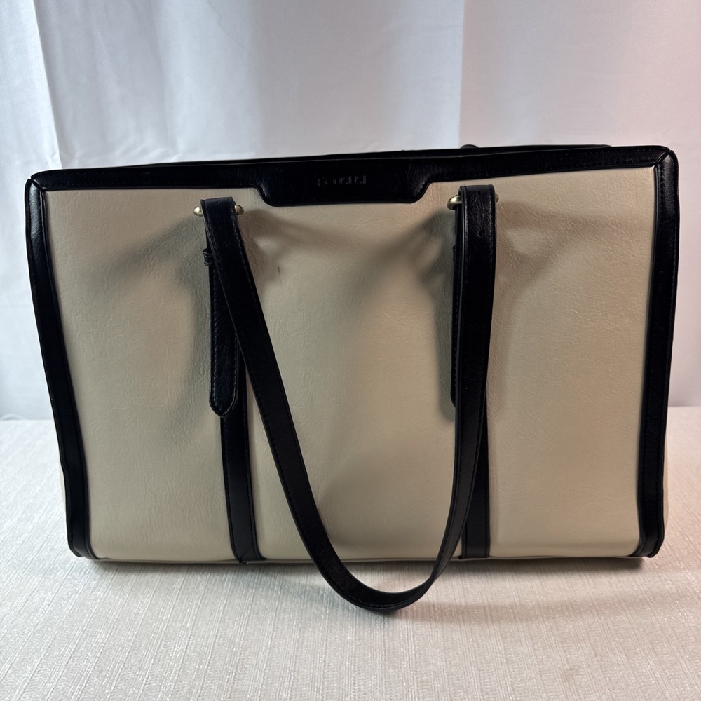 Ecosusi Laptop Bag For Women Two Tone  Black / Beige Professional Work Bag